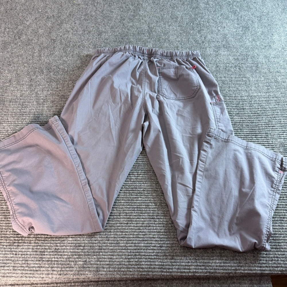 Spread Good Womens Grey Scrub Pants Large Drawstring Cargo Pockets Workwear - Picture 9 of 11